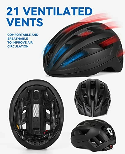 Best reviews of π Adult Bike Helmet With Visor And Goggles For Men π© Women Mountain Road Bicycle Helmet Rechargeable Rear Light Cycling Helmet Mixpurple π₯ - Image 4