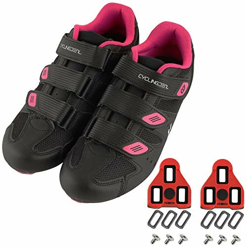 Cheapest π CyclingDeal Bicycle Road Bike Universal Cleat Mount π© Women's Cycling π Shoes Black With 9-Degree Floating Look ARC Delta Compatible Cleats Compatible With Peloton Indoor Bikes Pedals π - Image 3