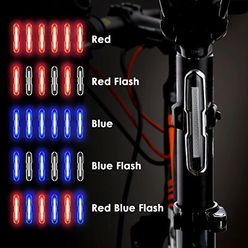 Coupon ⌛ Bike Tail Light, Ultra Bright Bike Light USB Rechargeable, LED Bicycle Rear Light, Waterproof Helmet Light, 5 Light Mode Headlights With Red & Blue For Cycling Safety Flashlight Light Color-2 ✨ - Image 4