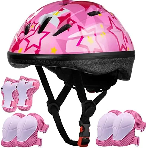 Budget ๐ Kids Helmet Adjustable For Kids Ages 3-8 Years Old Boys ๐ง Girls, Toddler Helmet With Protective Sports Gear Set Knee Elbow Pads Wrist Guards For Cycling Skateboard Scooter White ๐งจ - Image 5