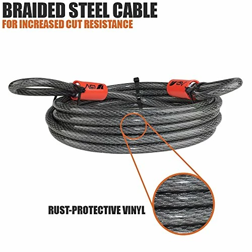 Discount ๐ 30FT Security Steel Cable With Loops, Flex Cable, Lock Cable 3/8 Inch, For U-Lock And Padlock ๐ - Image 4