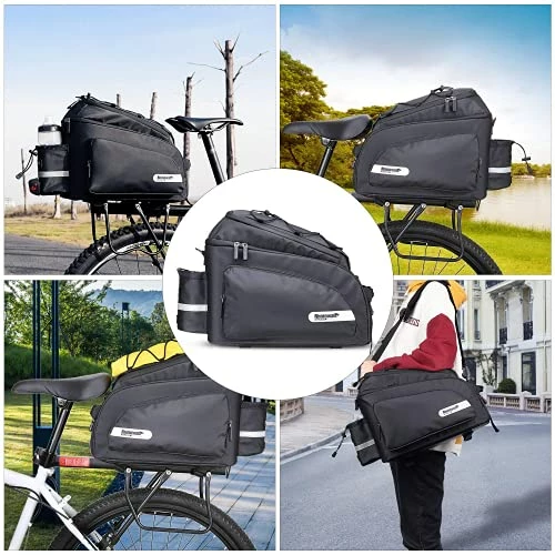 New π₯ Untvp Bike Trunk Bag Bike Rear Seat Bag Waterproof Bike Pannier Bag 17L For Bicycle Cargo Rack Saddle Bag Bicycle Commuter Bag Shoulder Bag Laptop Pannier Rack Bicycle Bag (Black) π₯° - Image 3