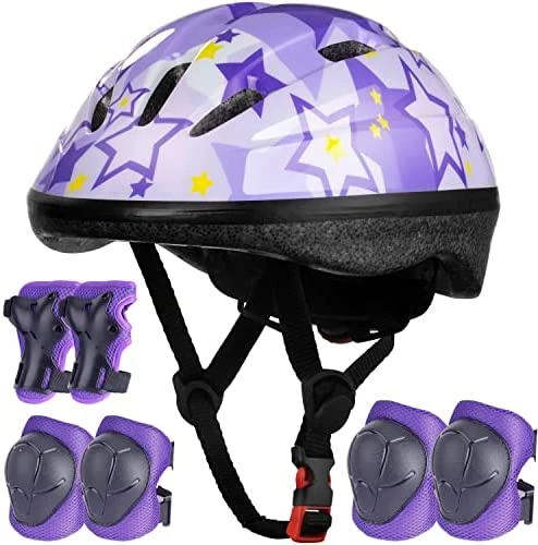 Budget ๐ Kids Helmet Adjustable For Kids Ages 3-8 Years Old Boys ๐ง Girls, Toddler Helmet With Protective Sports Gear Set Knee Elbow Pads Wrist Guards For Cycling Skateboard Scooter White ๐งจ - Image 6