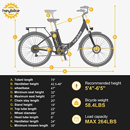New π Cityscape Electric Bike 350W Electric City Cruiser Bicycle Up To 40 Miles Removable Battery, Shimano 7-Speed And Dual Shock Absorber, 26" Electric Commuter Bike For Adults Blac π― - Image 4
