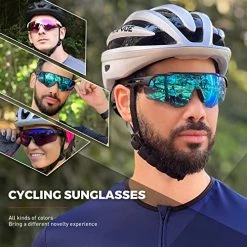 Wholesale 😀 SCVCN Polarized Sport 👓 Sunglasses High Definition High Contrast Lenses With 3 Interchangeable Lenses Men 👩 Women Cycling 07 🌟