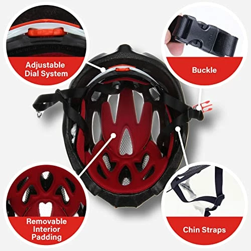 Best reviews of 🔔 Adult Bike Helmet Cycling Helmet Ultralight Integrally-Molded Bicycle Helmet MTB Bike Update Model Helmet For Men And 👩 Women, Road Mountain Riding Equipment, 25 Vents Removable Visor, MV29 Gloss Red 😉 - Image 4