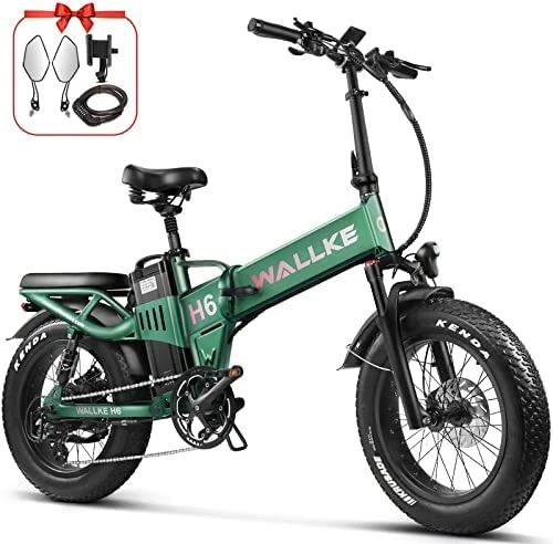 Best Sale 🔥 H6 Electric Bike Adults Folding 48V 35AH Long Range Dual Battery Ebike 750W 32MPH Motor 20" X 4 Fat Tire Electric Bicycle Shimano 8 Speed Full Suspension… 35ah-green 🛒 - Image 8