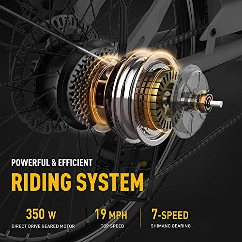 New π Cityscape Electric Bike 350W Electric City Cruiser Bicycle Up To 40 Miles Removable Battery, Shimano 7-Speed And Dual Shock Absorber, 26" Electric Commuter Bike For Adults Blac π― - Image 2